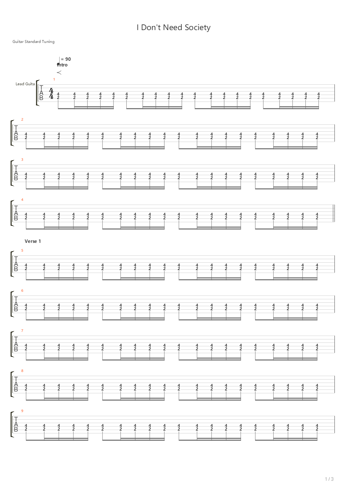 I Dont Need Society吉他谱