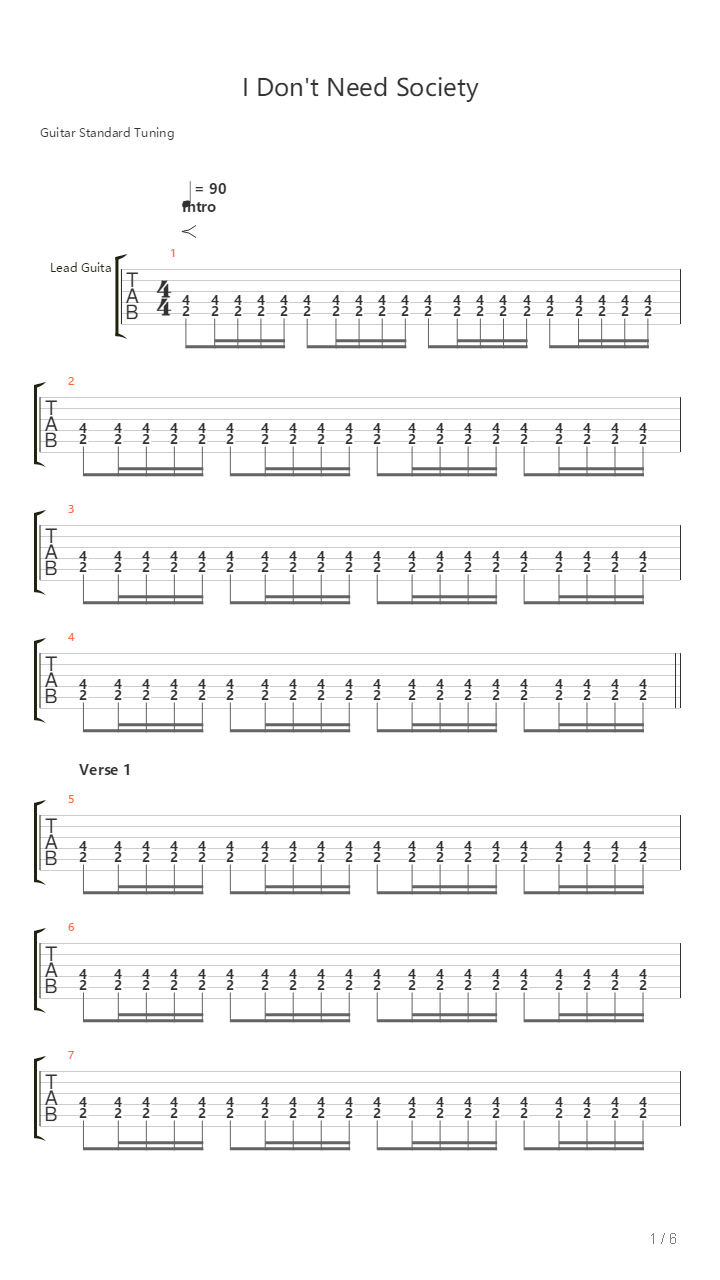 I Dont Need Society吉他谱