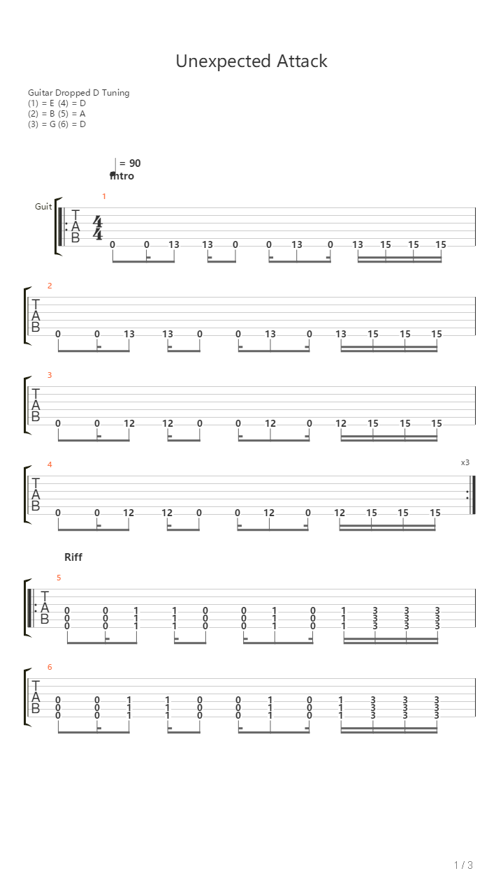 Unexpected Attack吉他谱