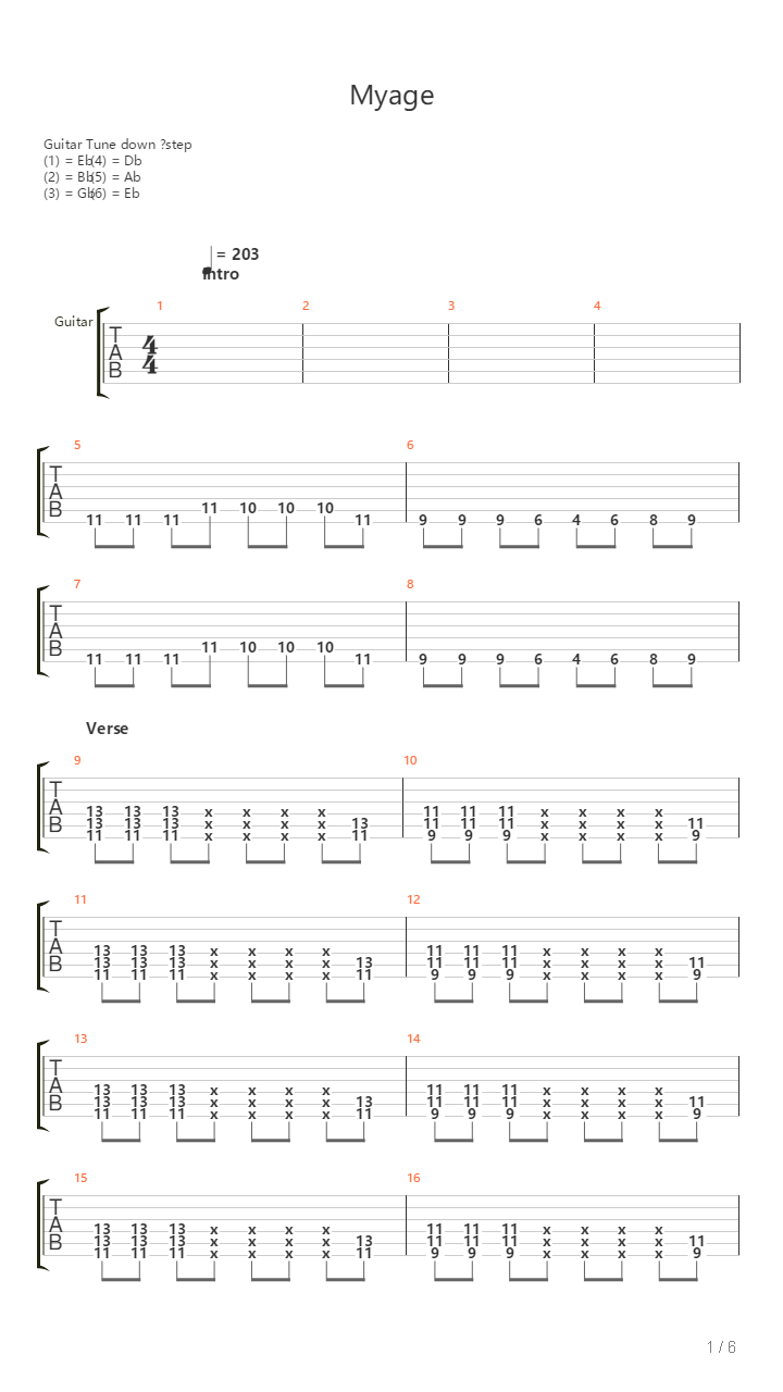 Myage吉他谱