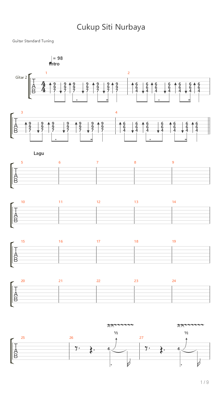 Cukup Siti Nurbaya吉他谱