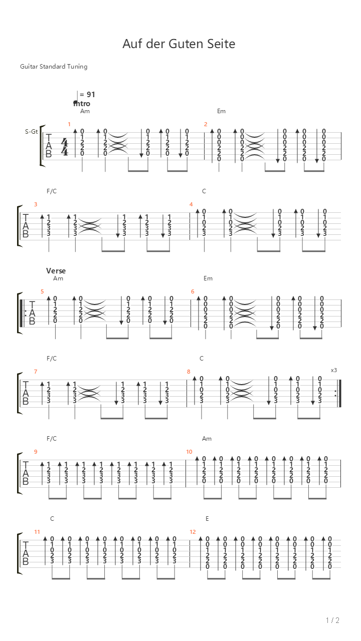 Auf Der Guten Seite吉他谱