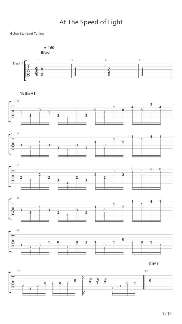At The Speed Of Light吉他谱