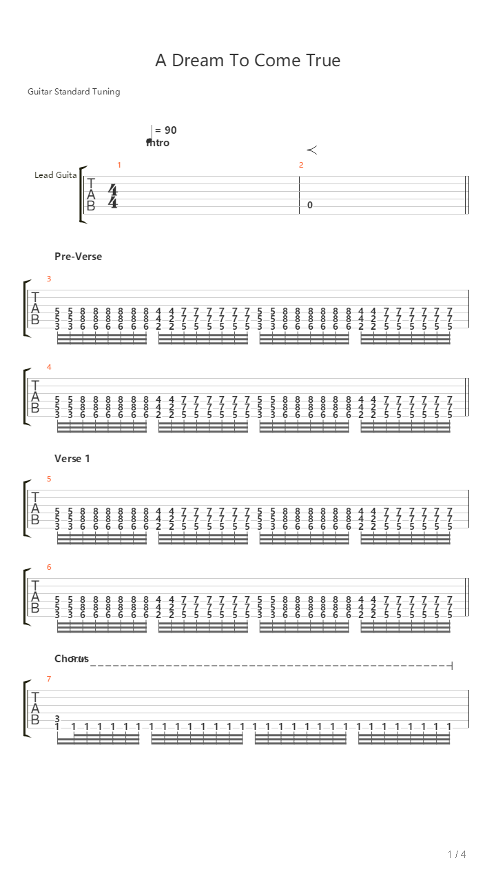 A Dream To Come True吉他谱