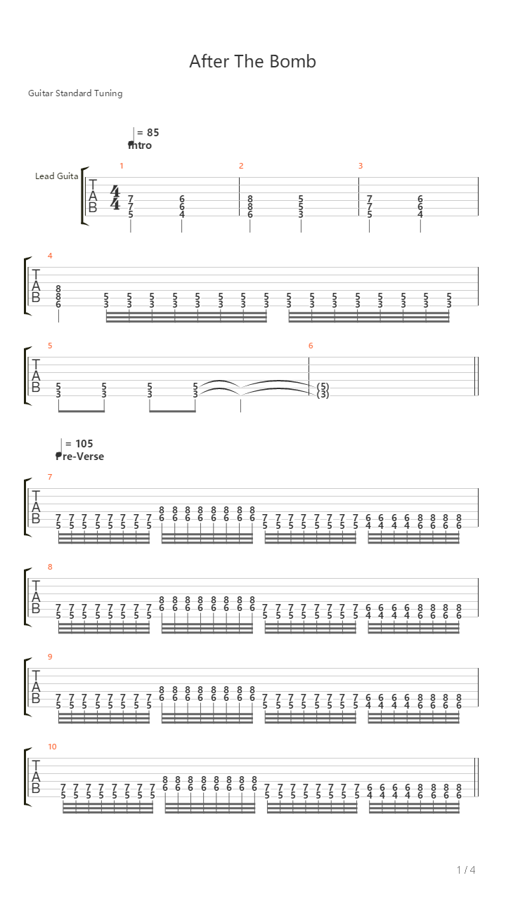 After The Bomb吉他谱
