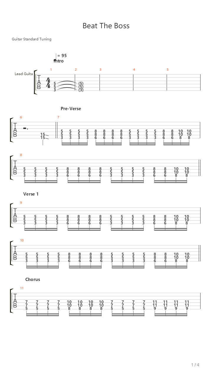 Beat The Boss吉他谱