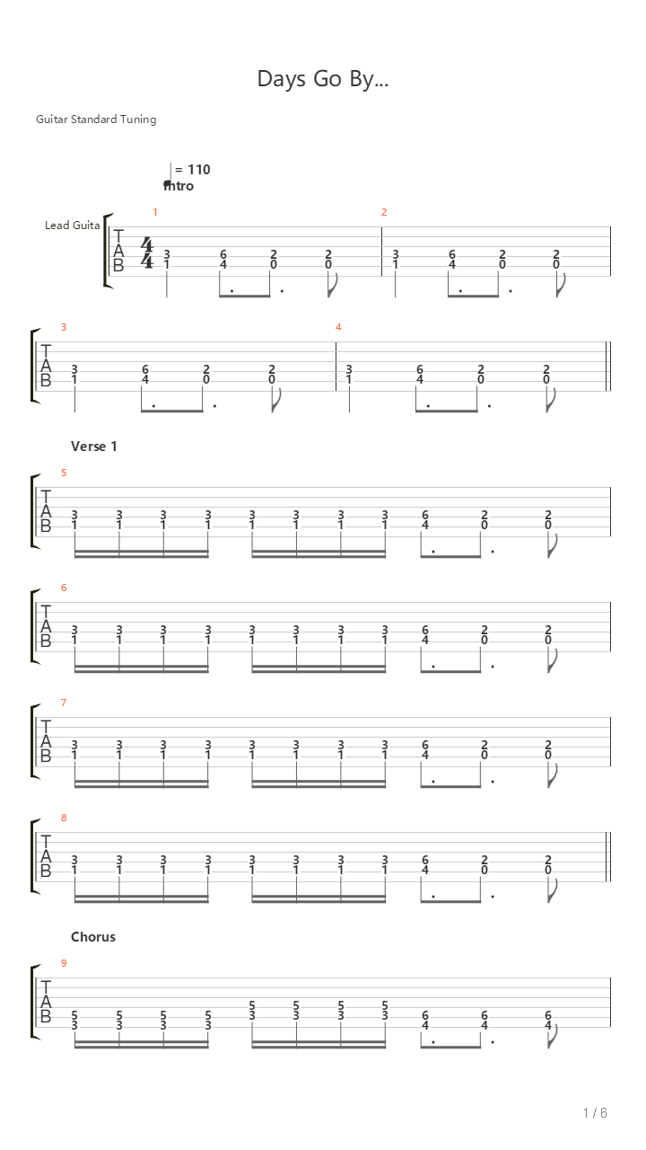 Days Go By吉他谱