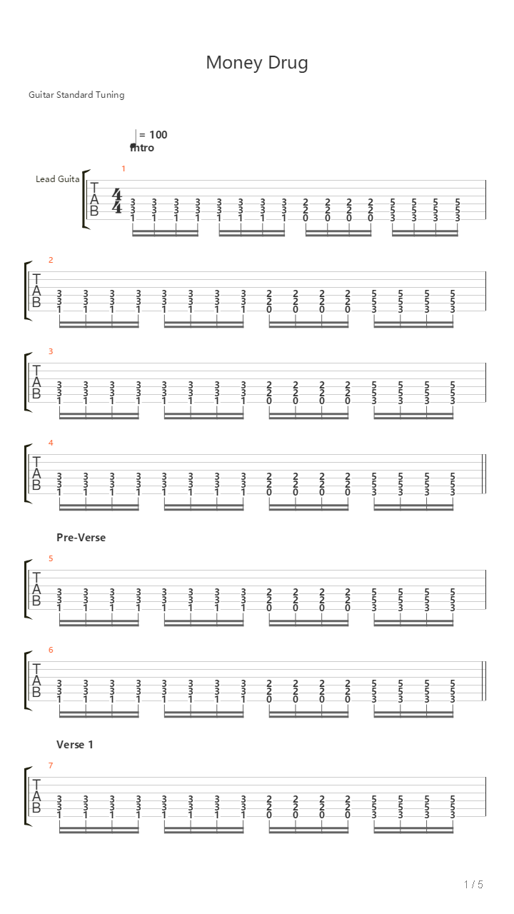Money Drug吉他谱