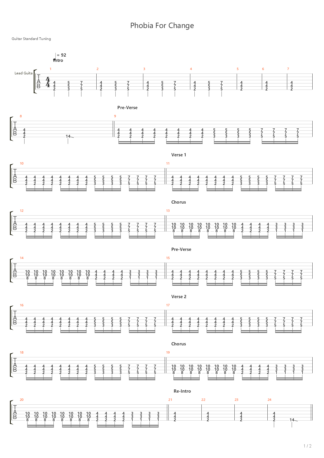 Phobia For Change吉他谱