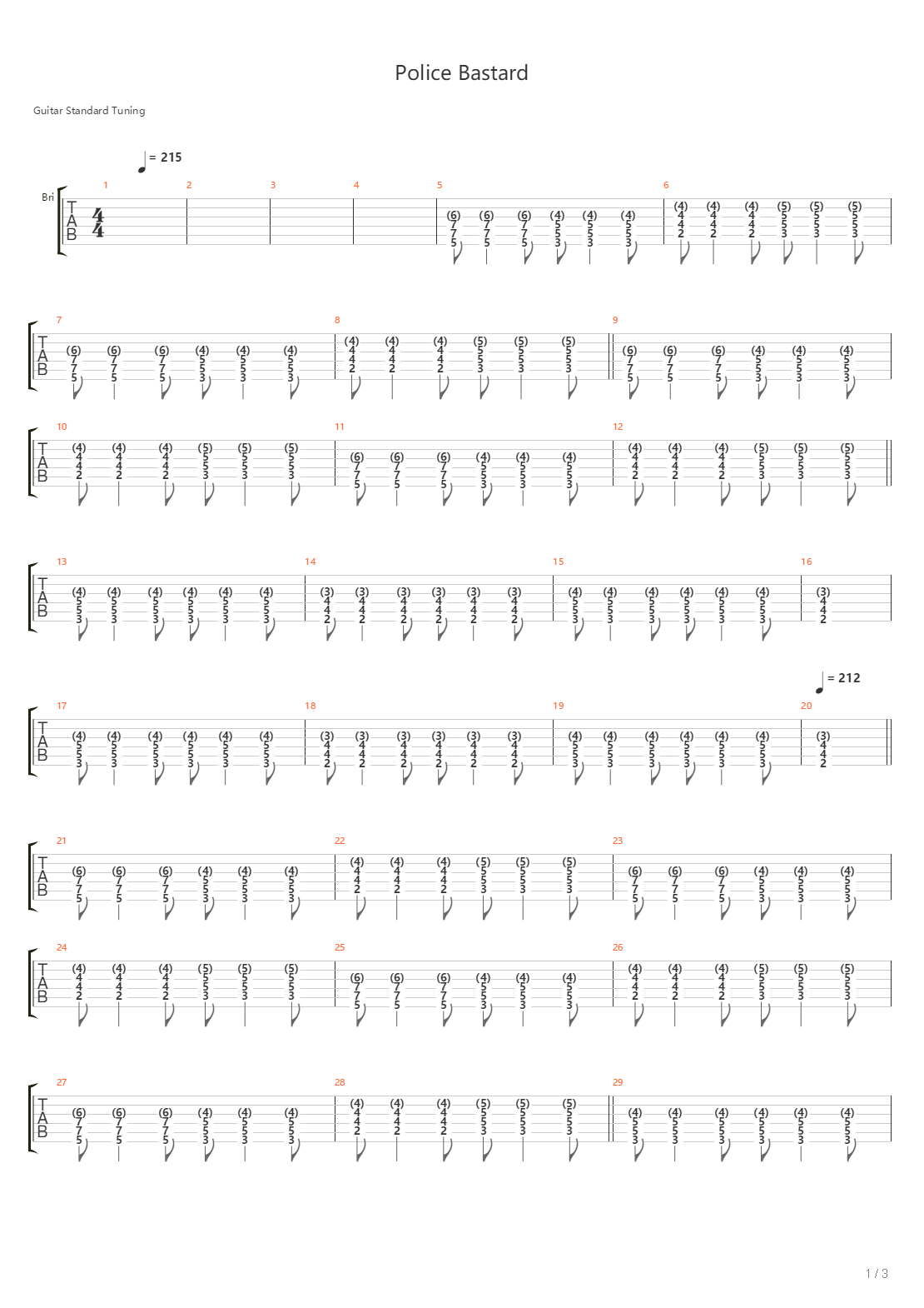 Police Bastard吉他谱
