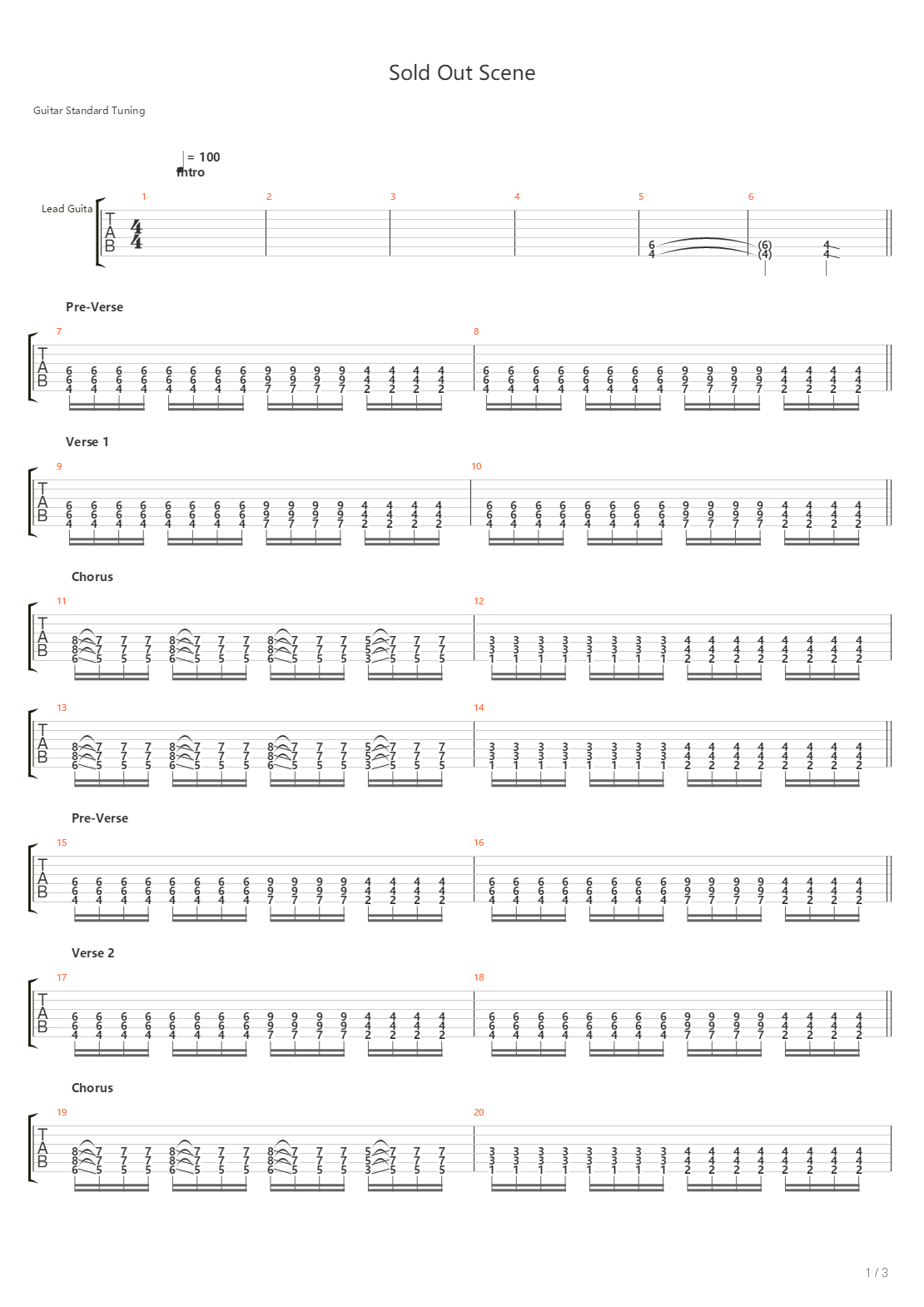 Sold Out Scene吉他谱