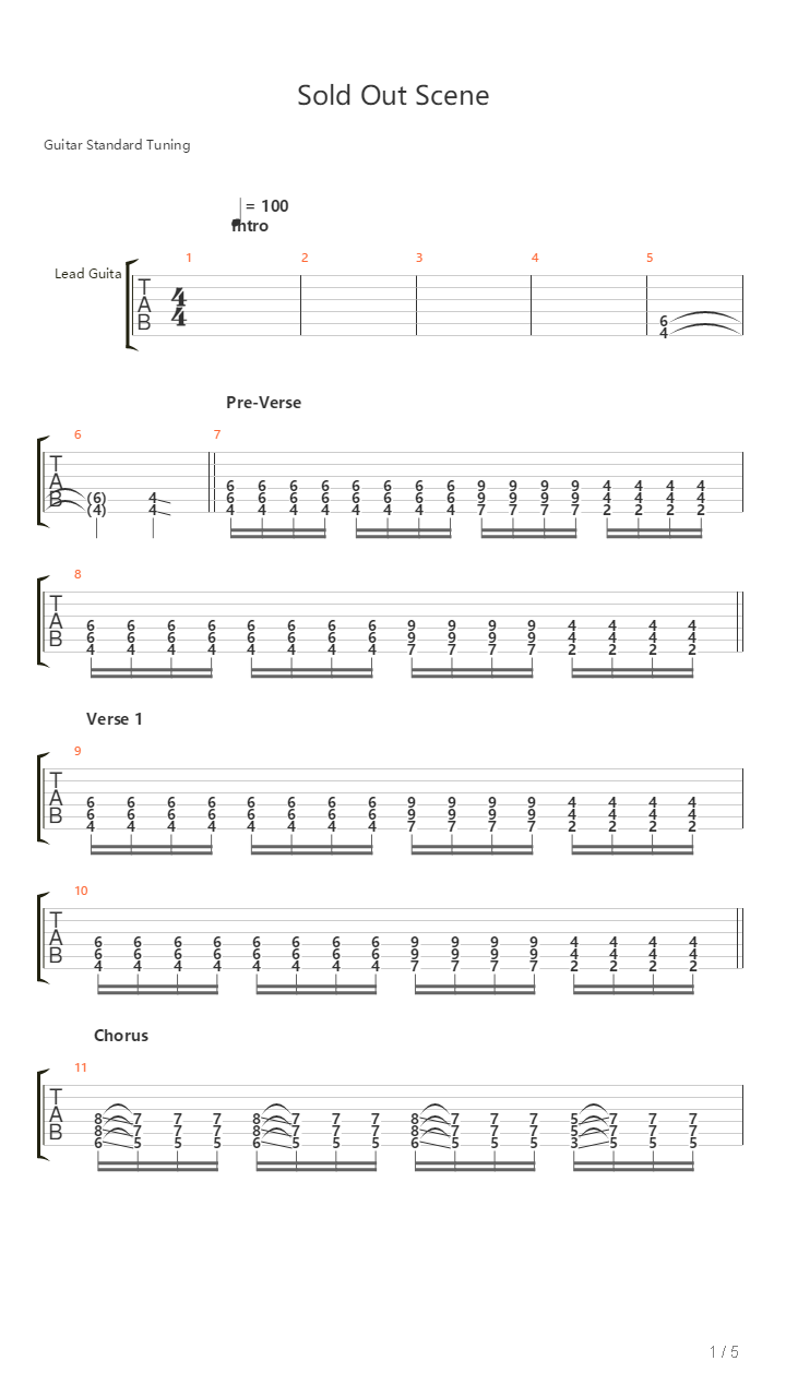 Sold Out Scene吉他谱