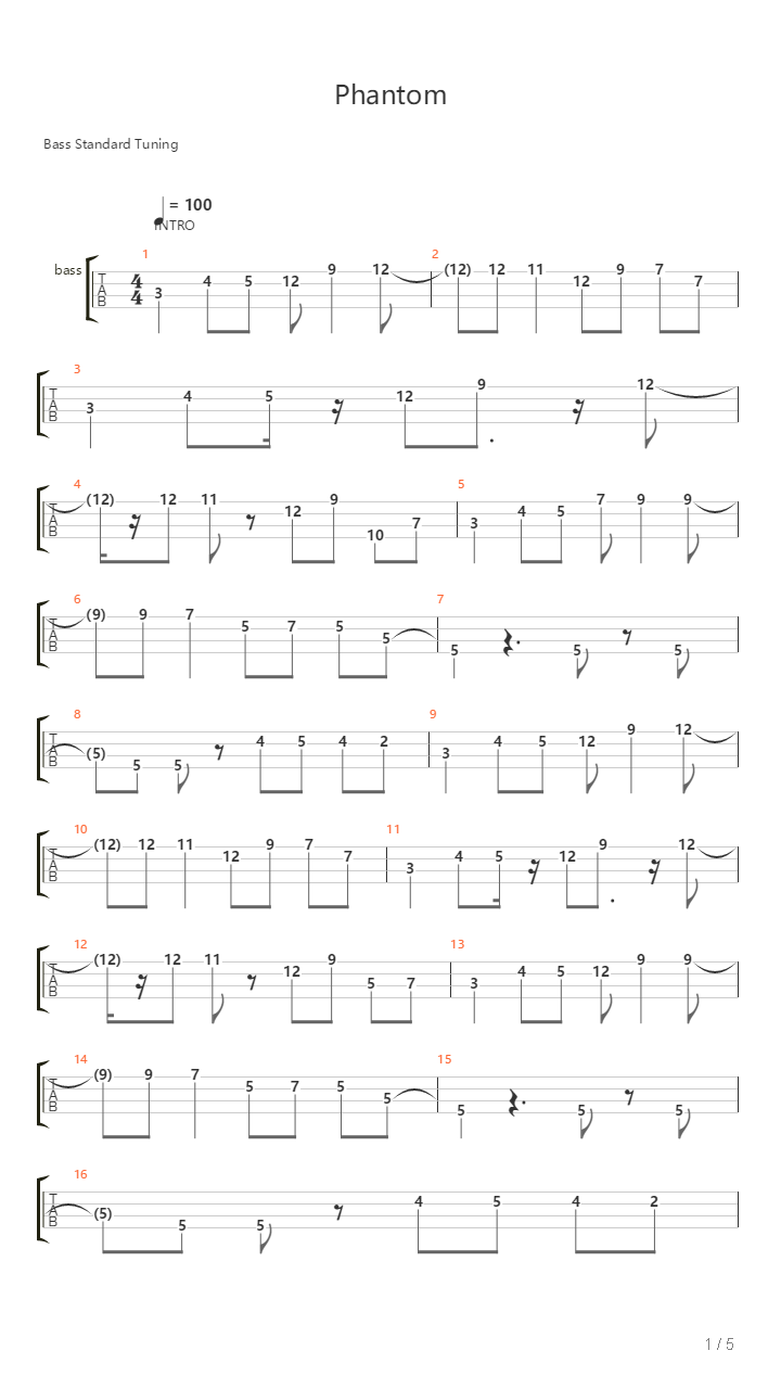 Phantom吉他谱