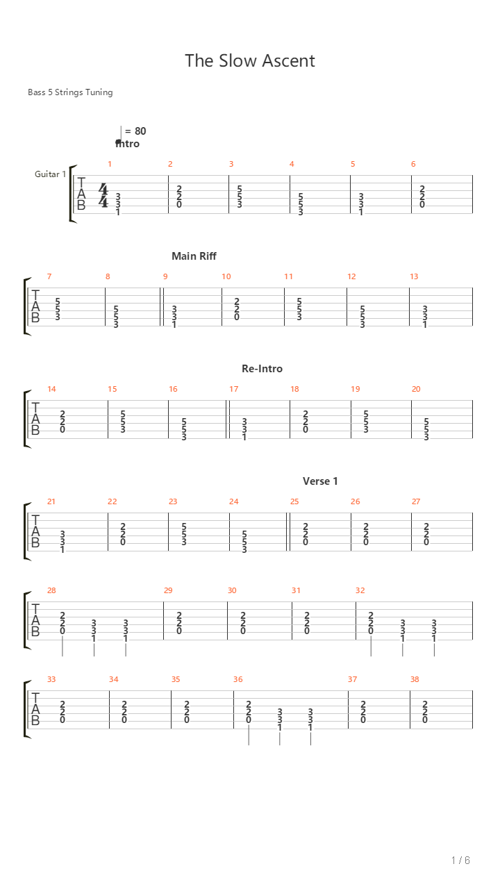The Slow Ascent吉他谱