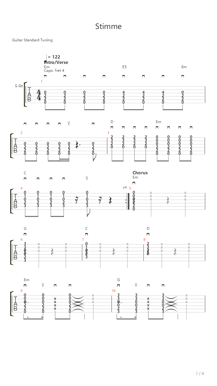Stimme吉他谱