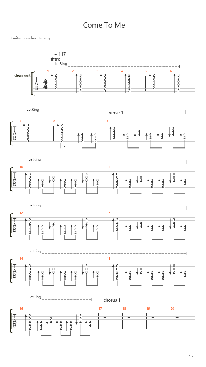 Come To Me吉他谱