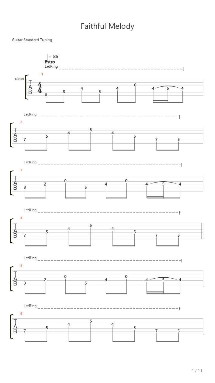 Faithful Melody吉他谱