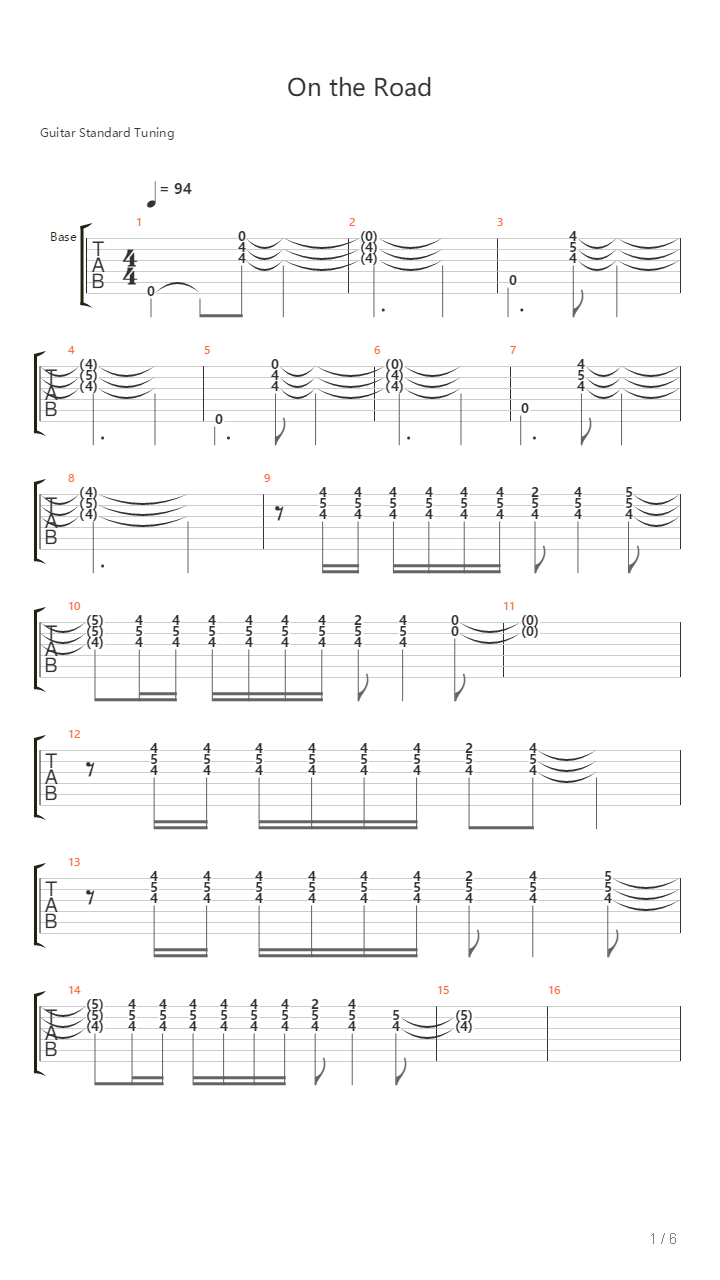 On The Road吉他谱