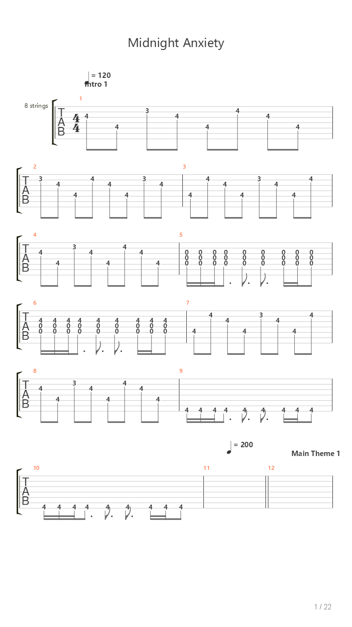 Midnight Anxiety吉他谱