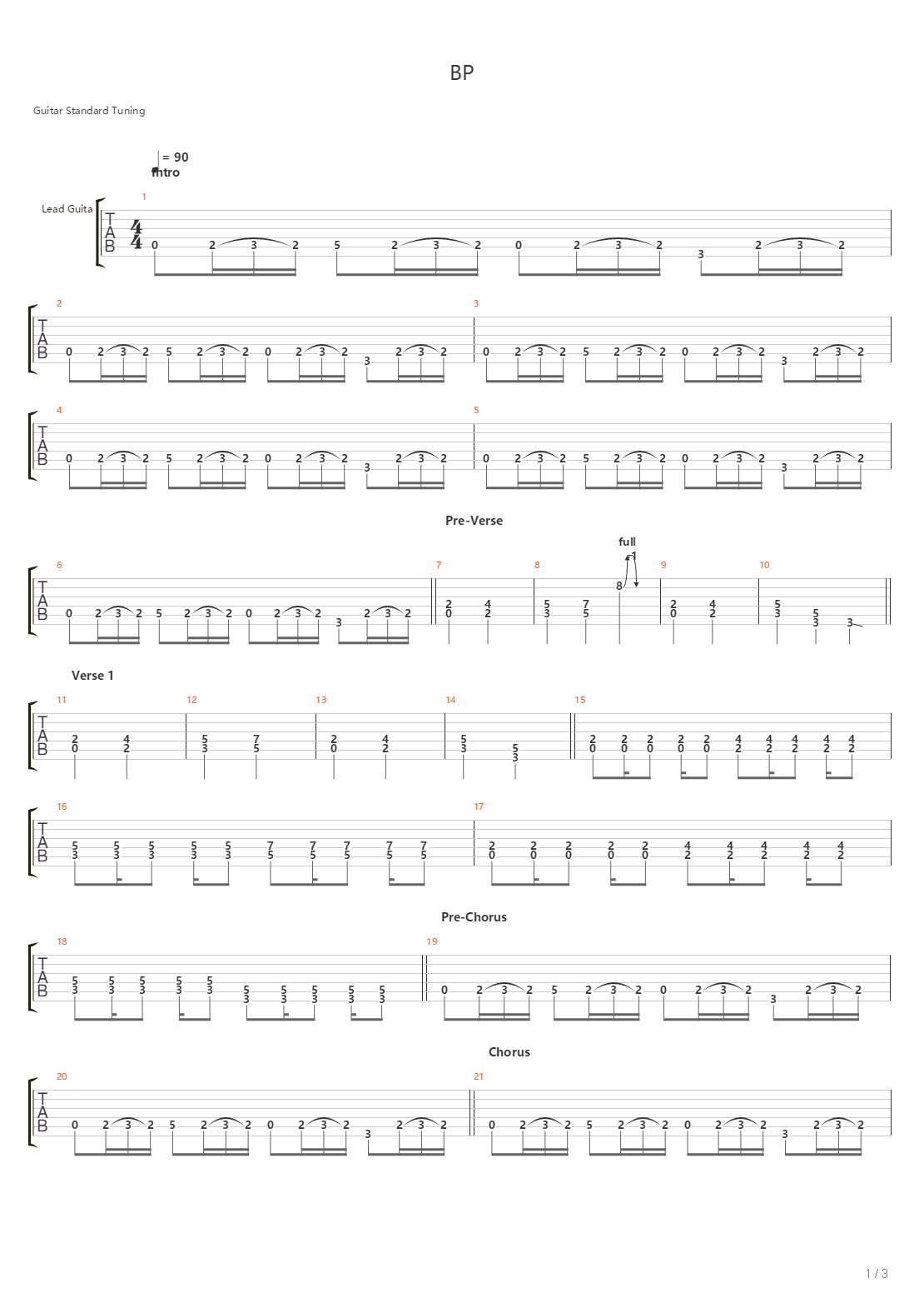 Bp吉他谱