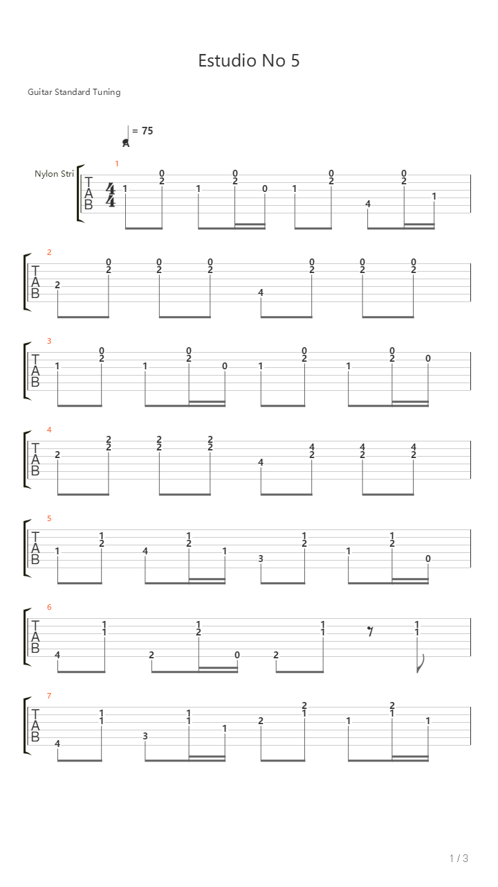 Estudio No 5吉他谱