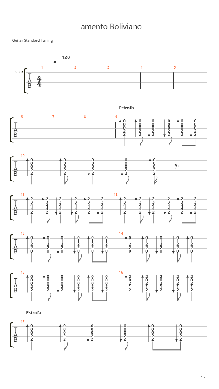 Lamento Boliviano吉他谱