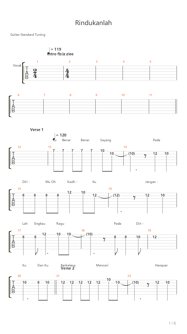 Rindukanlah吉他谱