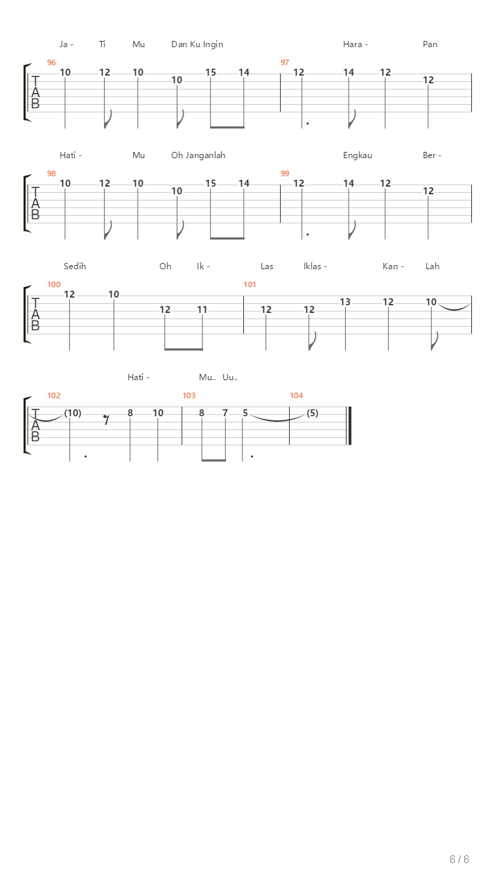 Rindukanlah吉他谱