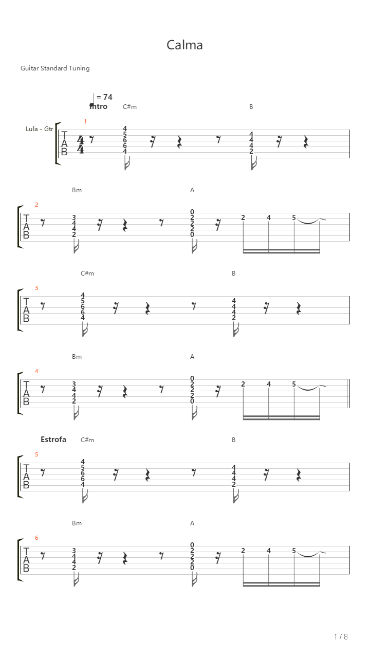 Calma吉他谱
