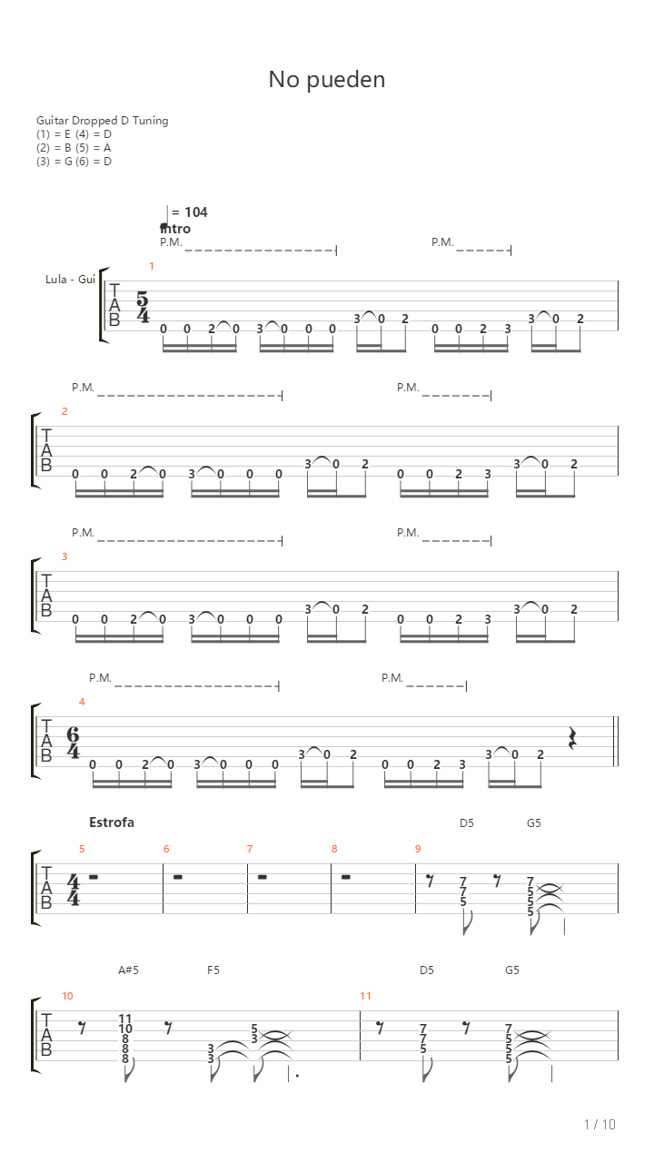 No Pueden吉他谱