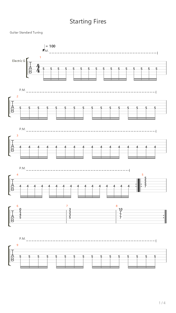 Starting Fires吉他谱