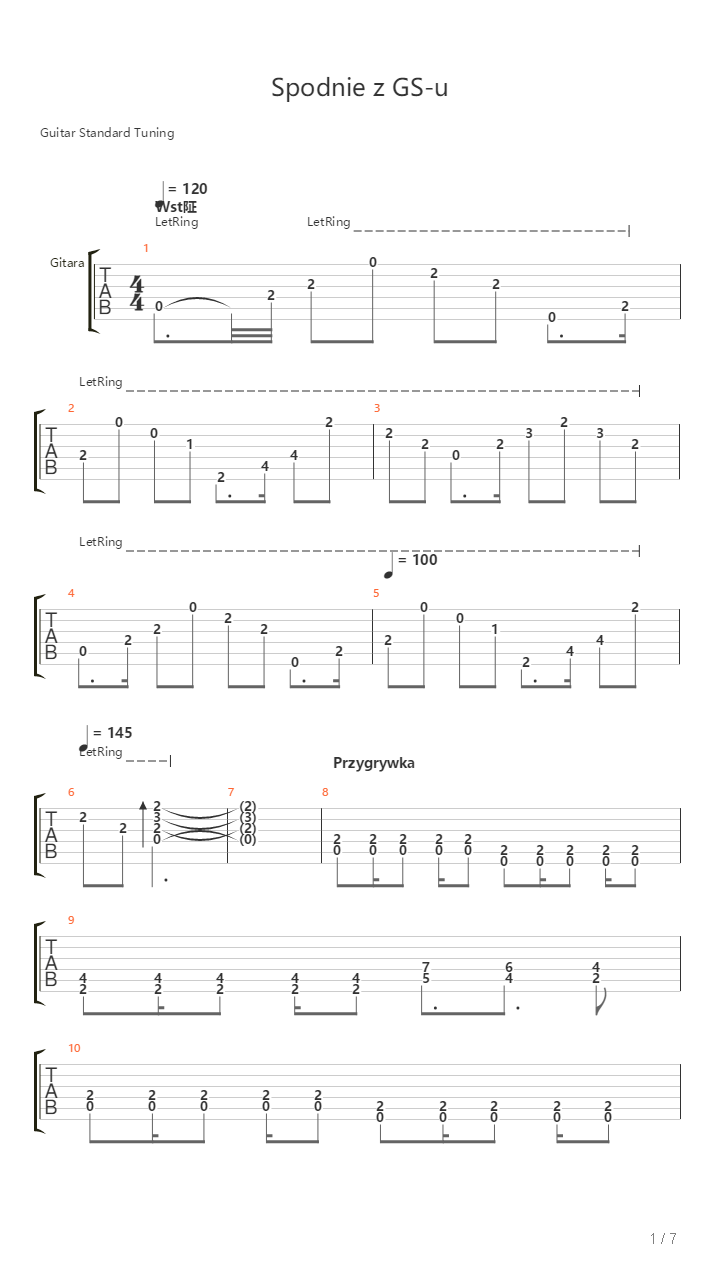 Spodnie Z Gsu吉他谱