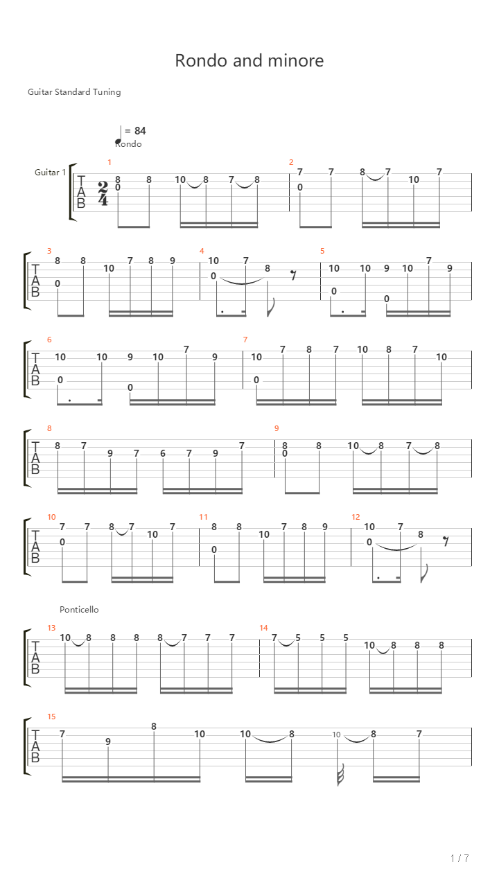 Rondo E Minore吉他谱