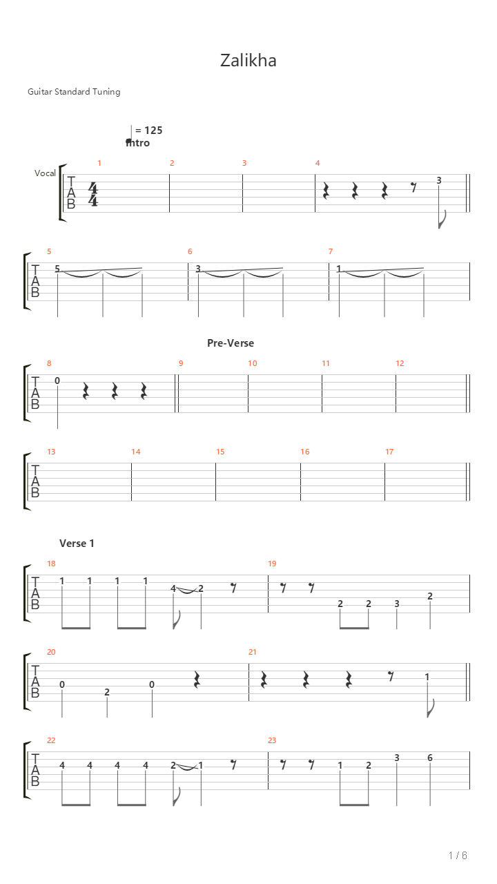 Zalikha吉他谱