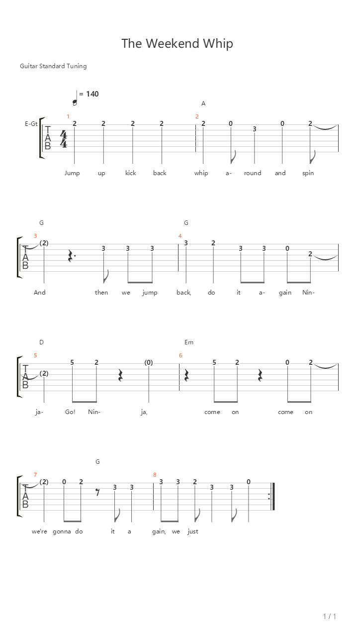 The Weekend Whip吉他谱