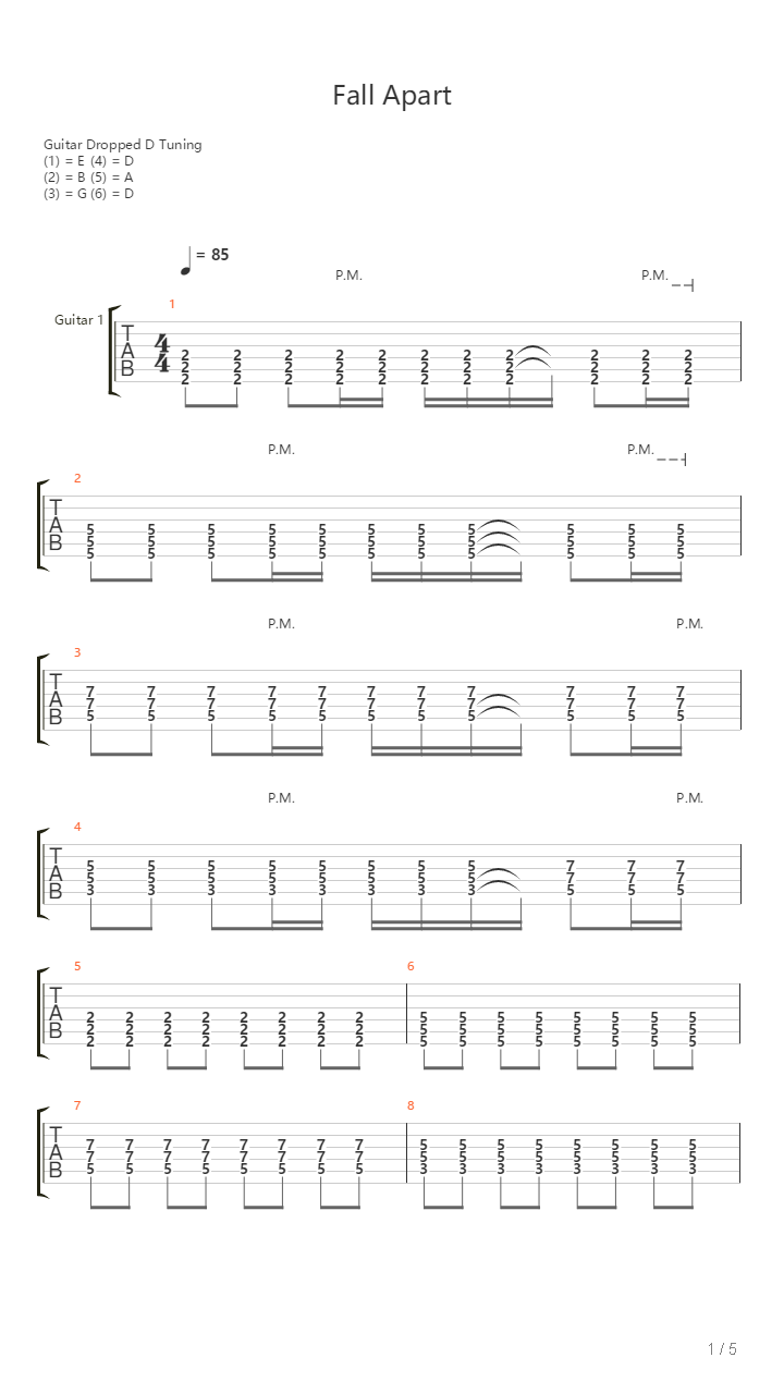 Fall Apart吉他谱
