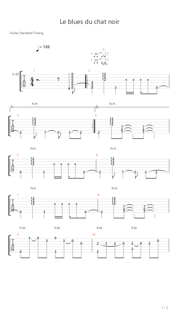 Le Blues Du Chat Noir吉他谱