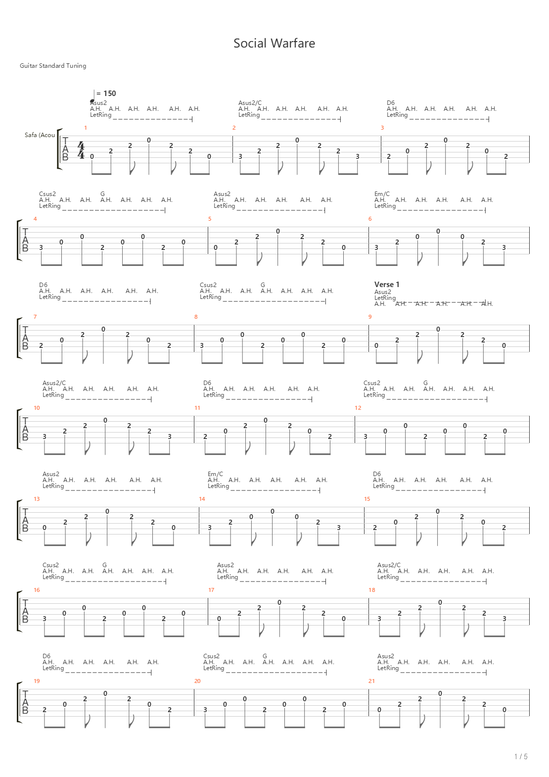 Social Warfare吉他谱