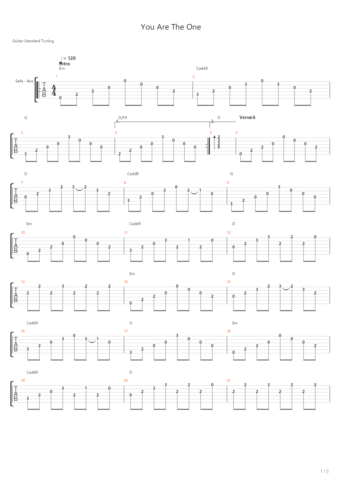You Are The One吉他谱