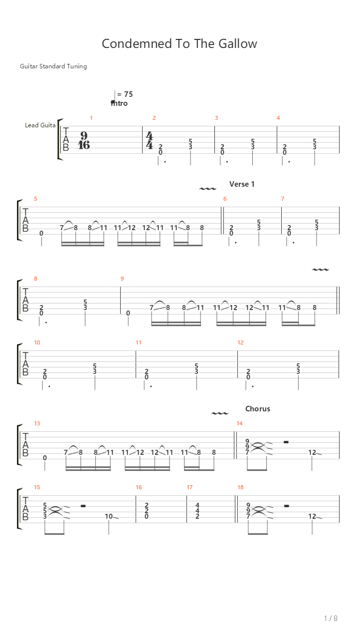 Condemned To The Gallow吉他谱