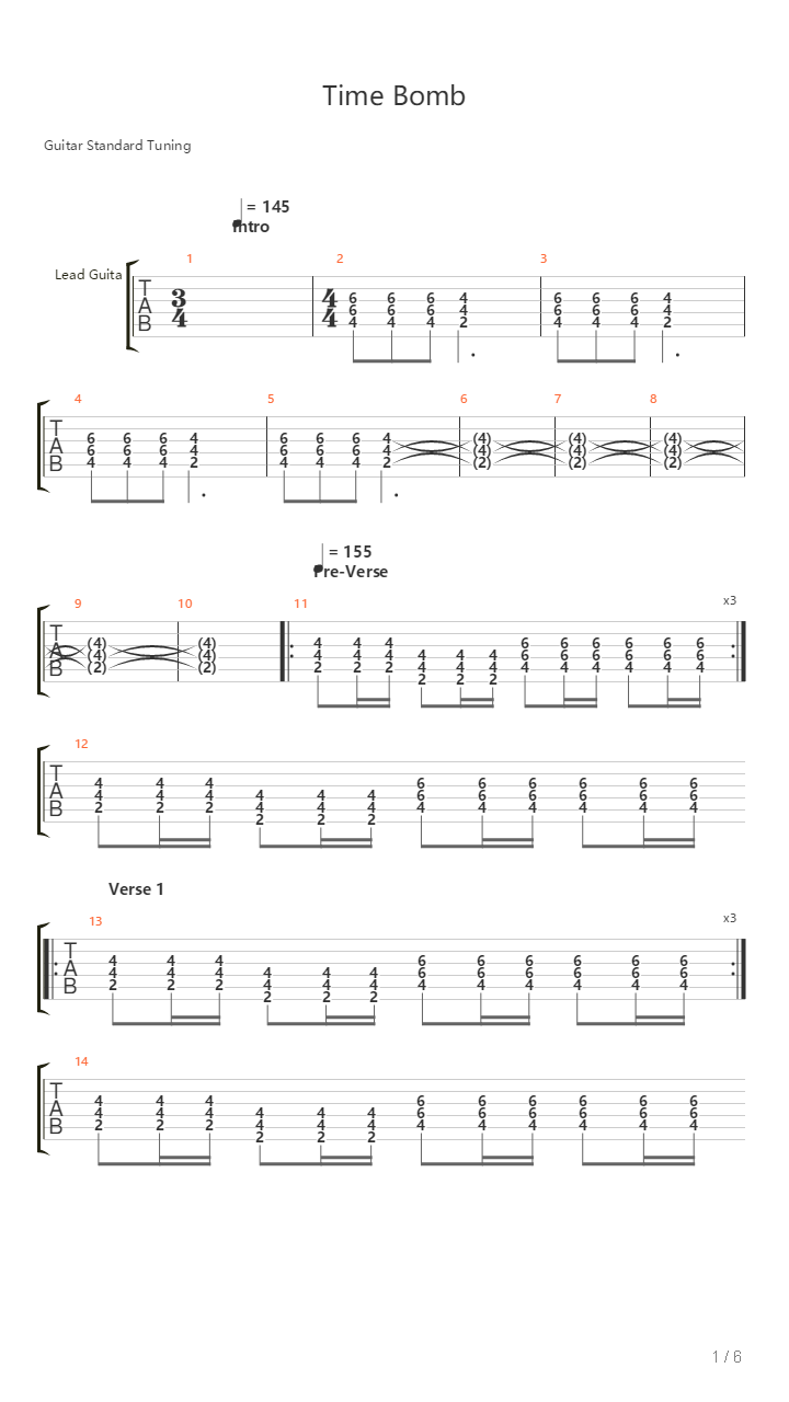 Time Bomb吉他谱