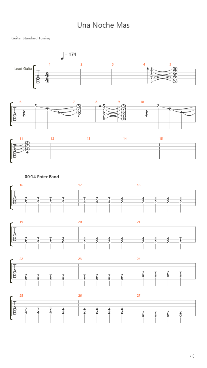Una Noche Mas吉他谱