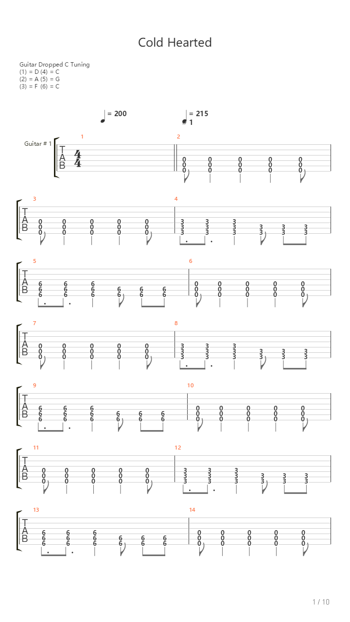 Cold Hearted吉他谱