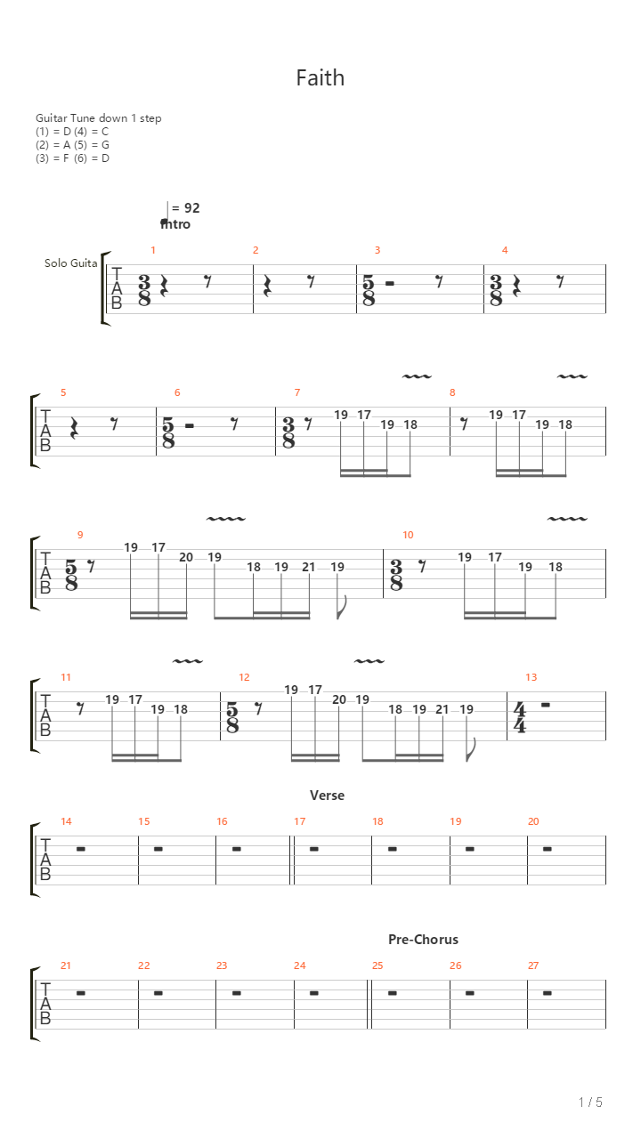 Faith吉他谱