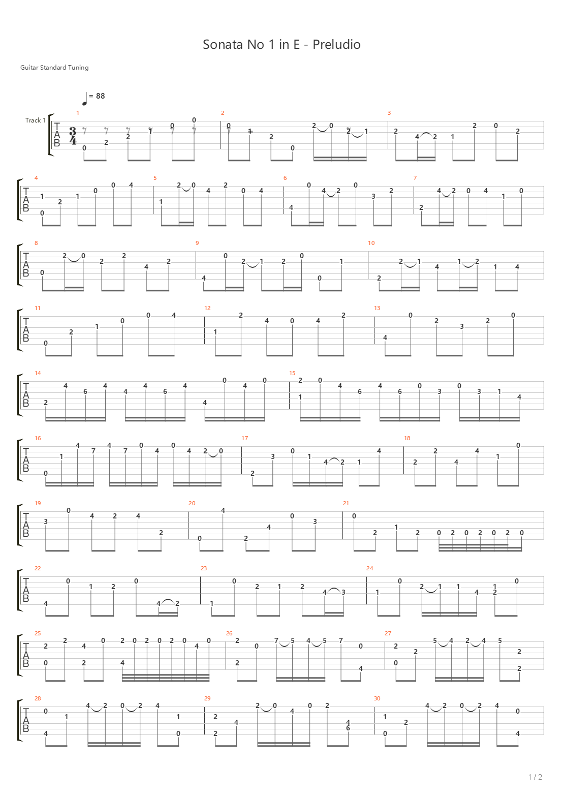 Sonata No 1 Preludio吉他谱