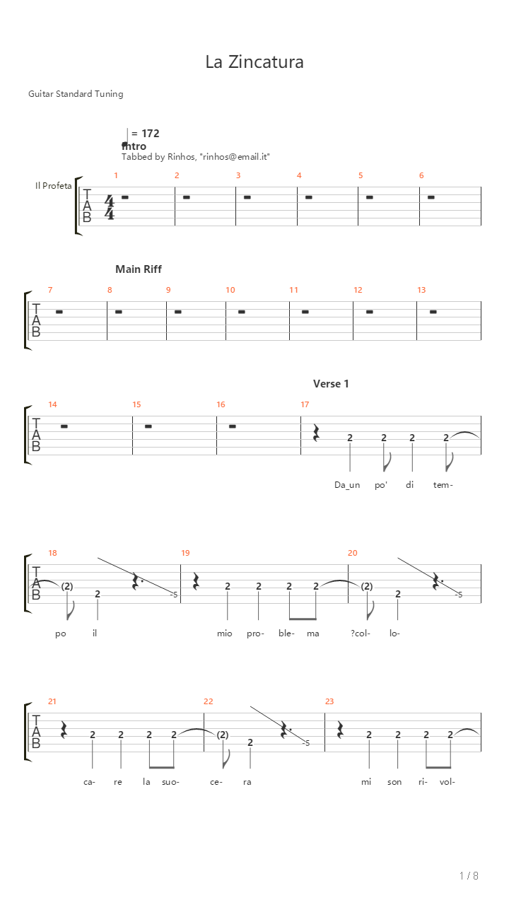 La Zincatura吉他谱