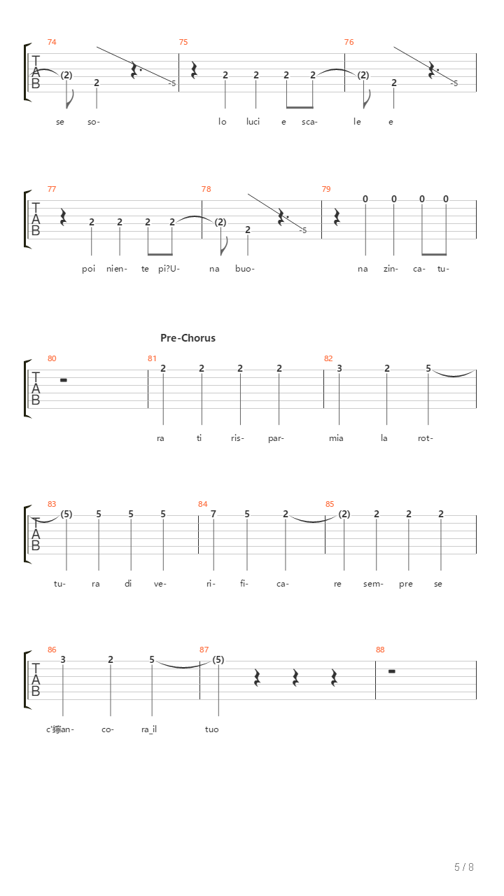 La Zincatura吉他谱