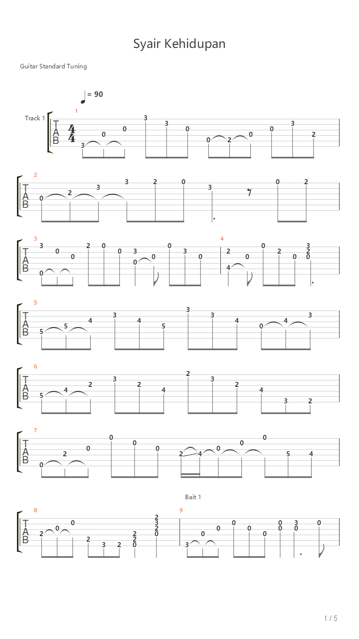 Syair Kehidupan吉他谱