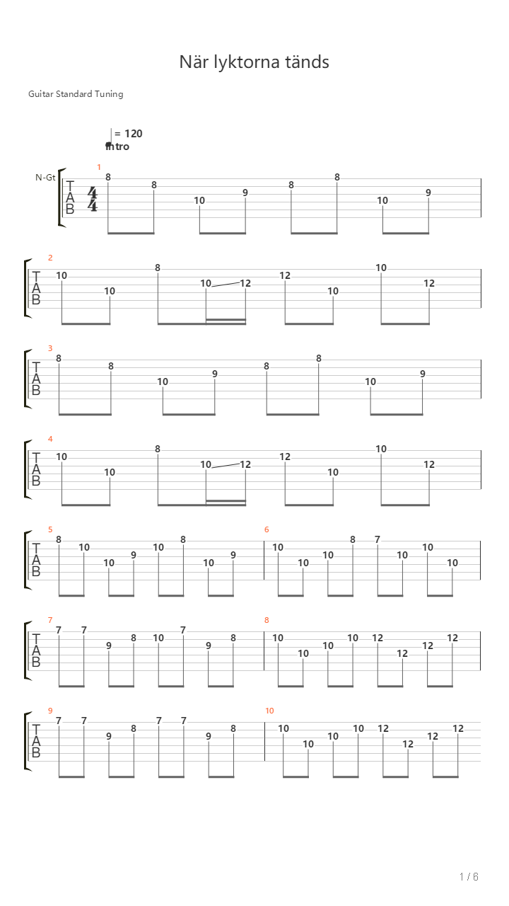 Nar Lyktorna Tands吉他谱