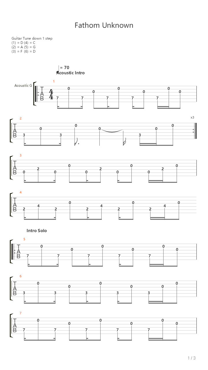 Fathom Unknown吉他谱